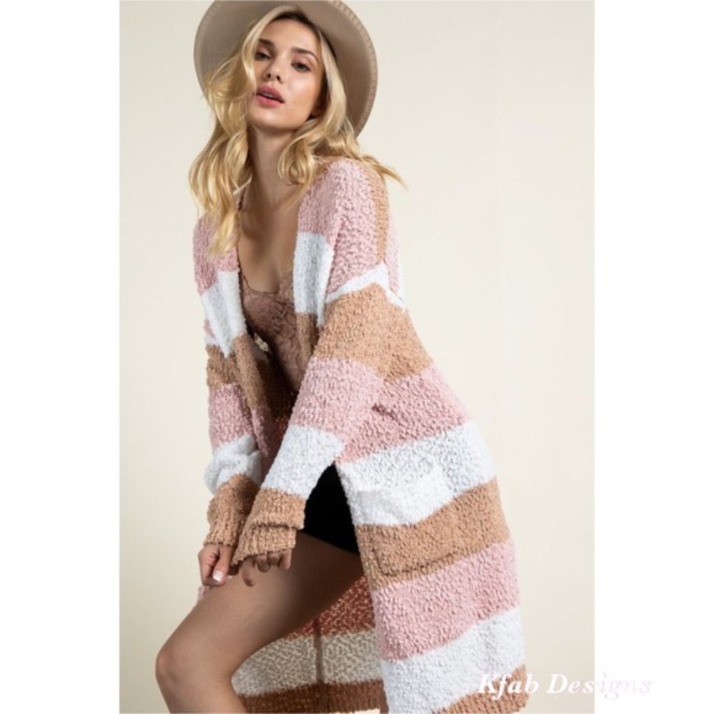 !!! SALE  ---  PINK POPCORN COLORBLOCK SWEATER - Picture 2 of 6
